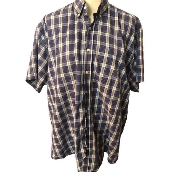 Cinch blue and white shirt sleeve cotton plaid button up shirt - Picture 2 of 11